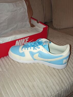 Nike Air Force 1 Low-Top Sneakers in Light Blue and Cream